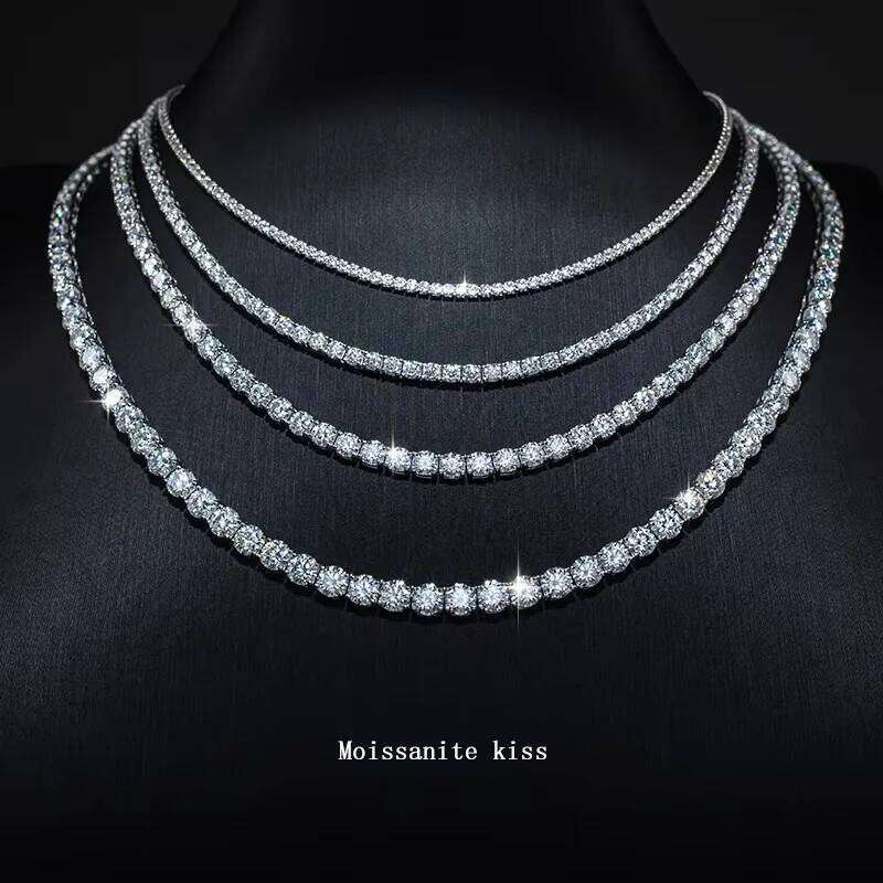 Real Moissanite Tennis Necklace Bracelet For Women Men 925 Sterling Silver 2/3/4/5mm Full Diamonds With GRA Hiphop Party Jewelry ccb