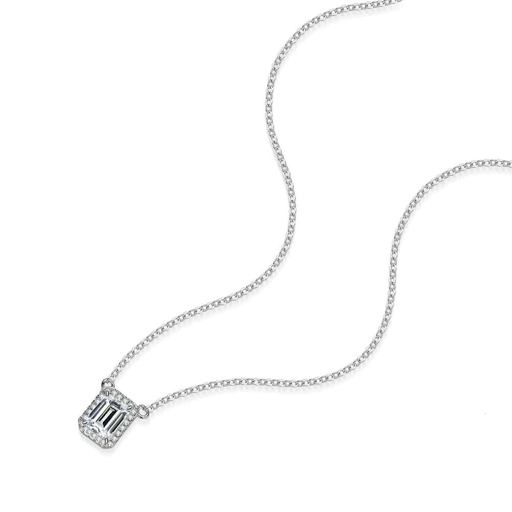 18K gold 2 Ct moissanite necklace women's fashion luxury baguette square diamond PT950 platinum pendant b22