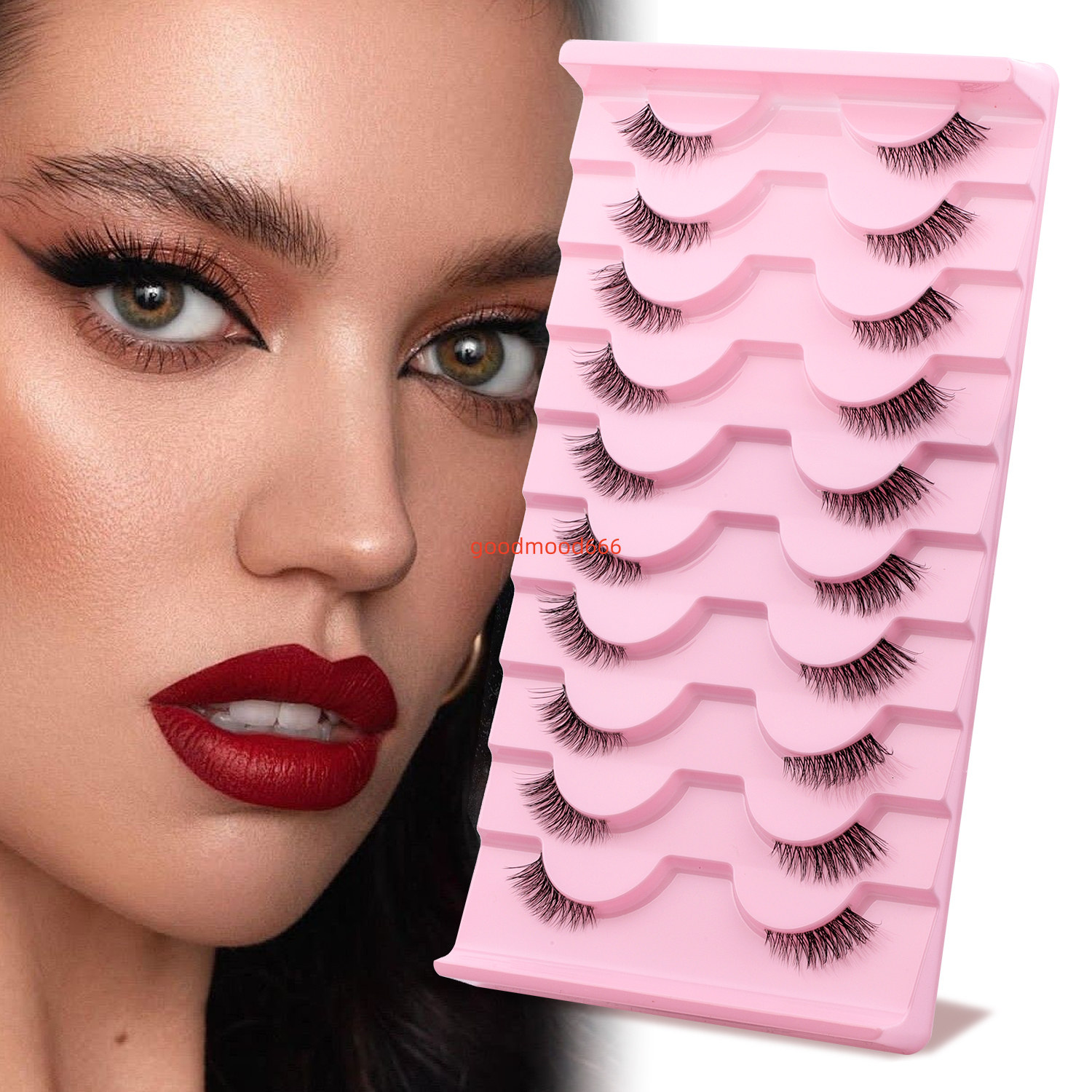 Fadvan BY001 Full Strip Lashes Fiber High Quality 007 005 Private Label D Curl Eyelash Full Strip Eyelashes