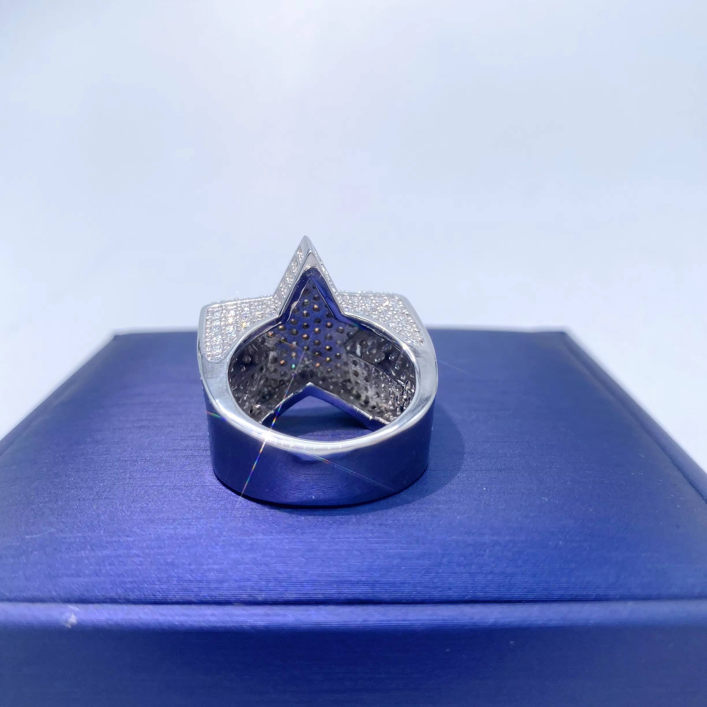 Iced Out Hip Hop Vvs Moissanite Diamond Men David Star Iced Out Star Ring