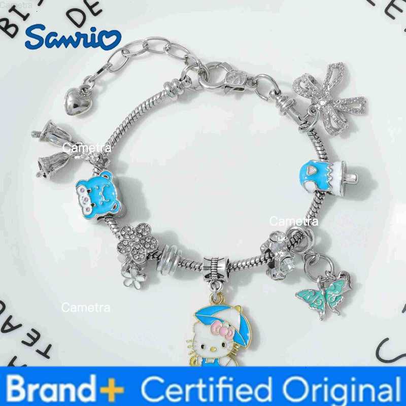 Sanrio Hello Kitty Cartoon Figure Creative Bracelet Exquisite Fashion Bow DIY Pendant Bangle for Girls Birthday Gift H251229