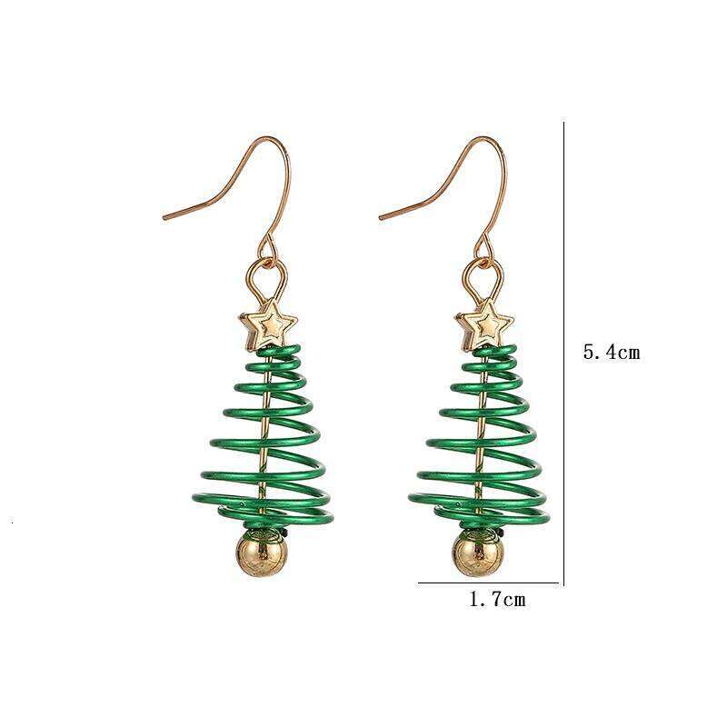 Fashion Christmas Tree For Women Piercing Golden Color Star Pendant In Earrings Jewelry Accessories New Year Gifts C251227