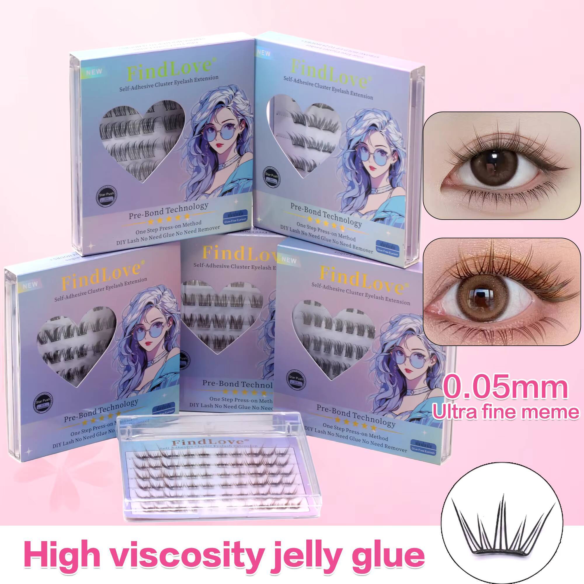 Wholesale New Series Glue Free Eyelashes Self Adhesive Lashes Long Standing Fluffy Natural Looking Style Press on Lashes