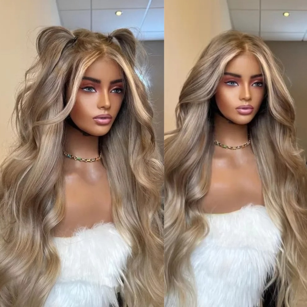 30 40 Inches Highlight Blonde Body Wave Human Hair Wigs 13x4 Hd Transparent Lace Front Wigs Glueless Brazilian Hair Wigs 200 Density For Woman Daily U
