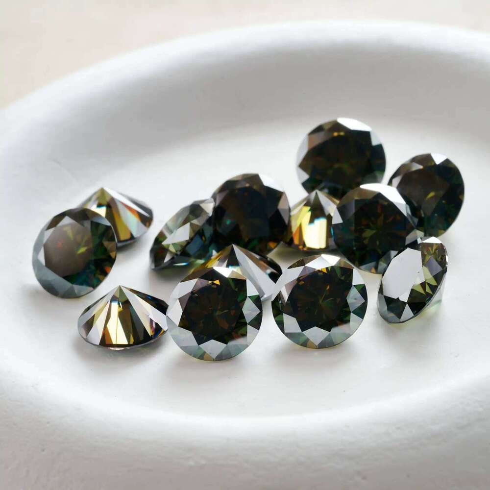 Round 0.1ct-5ct Dark Green Loose Moissanite Pass Diamond Tester with Certificate Lab Grown Diamonds Diy silver fine jewerly 5e0