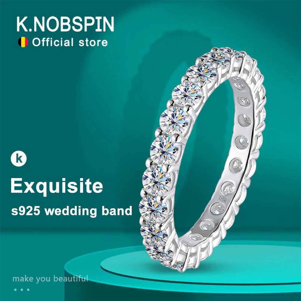KNOBSPIN m Round Ring 18K White Gold Plated 925 Sterling Silver Fine Jewelry Wedding Engagement Rings for Women Man 251225