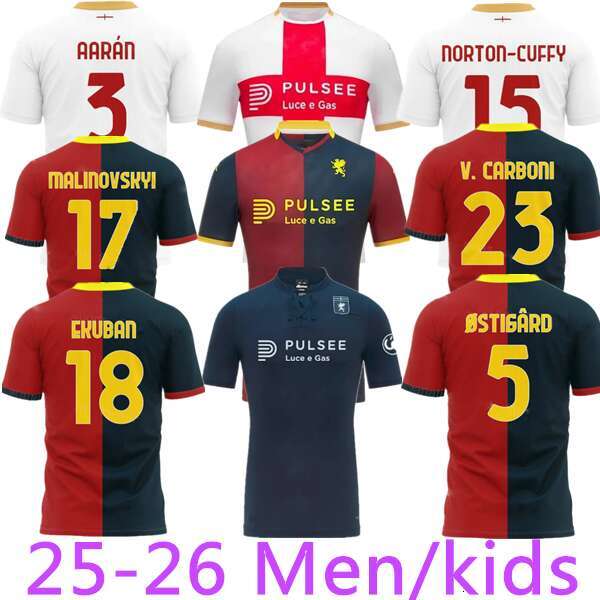 Genoa 25 26 FOURTH AWAY SOCCER JERSEYS home FRENDRUP WINTER PINAMONTI MIRETTI VITINHA VASQUEZ 2025 2026 jersey football shirts kids man fan 888