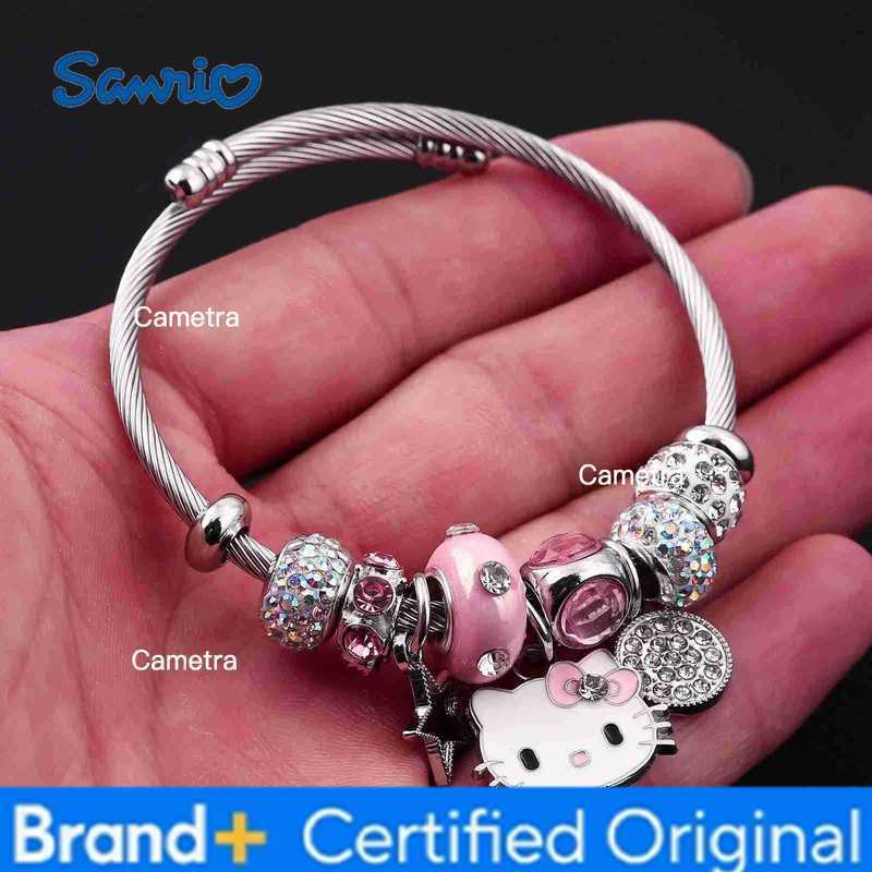 Sanrio Hello Kitty Gold Plated Bracelets With Charms for Women High Quality Fashion Jewelry for Girl Kawaii Party Gifts H251229