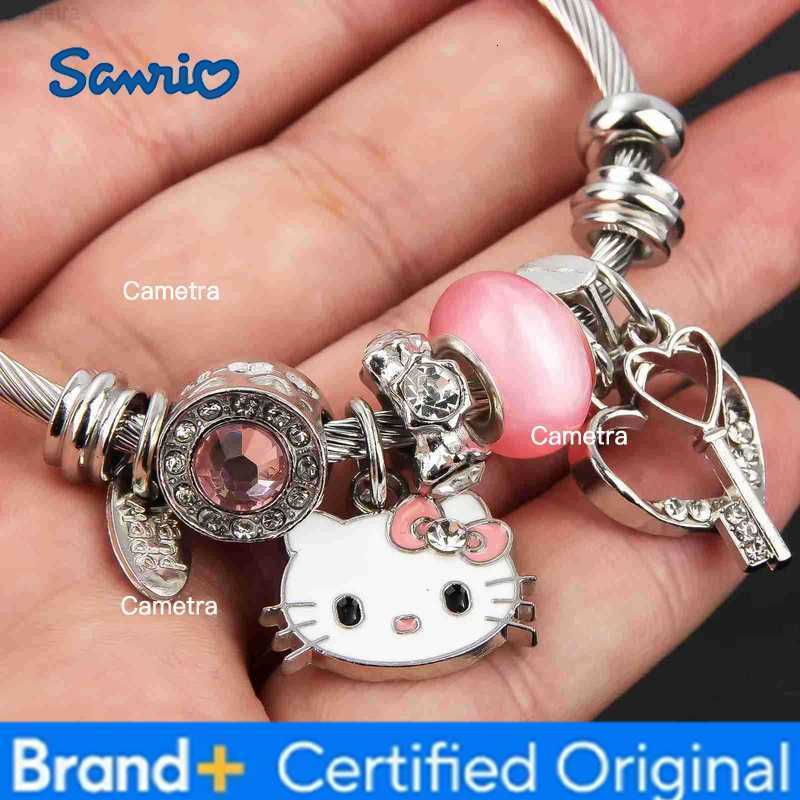 Sanrio Cartoon Anime Bracelet Hello Kitty Kawaii Collar Metal Pendant Bracelets For Women Girl Fans Friends Couple Charm Jewelry H251229