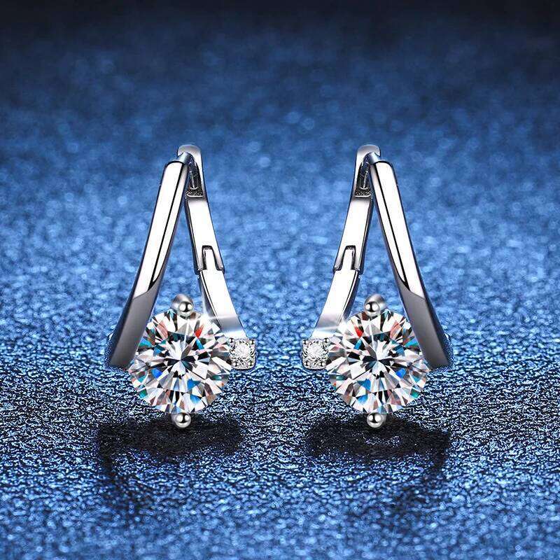 1 Carat Moissanite Earrings For Women 925 Sterling Silver Ear Stud Hoops Diamond Engagement Wedding Fine Jewelry Wholesale 65c