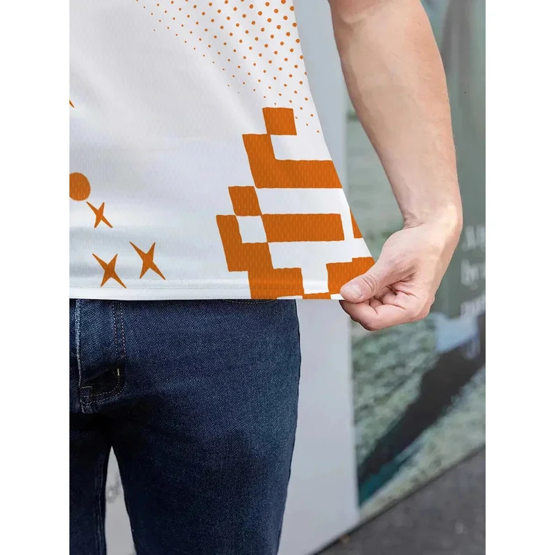 Striped gradient mens polo shirt highquality printed clothing summer casual shortsleeved loose additional clot 251219