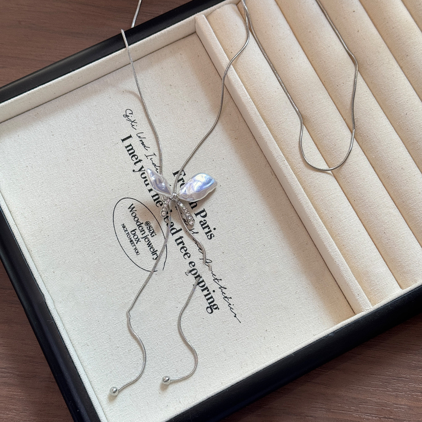 Korean Style Ins Diamond-Studded Butterfly Pearl Exquisite Elegant Temperament Versatile Sweater Chain Light Luxury High-End Sense Necklace