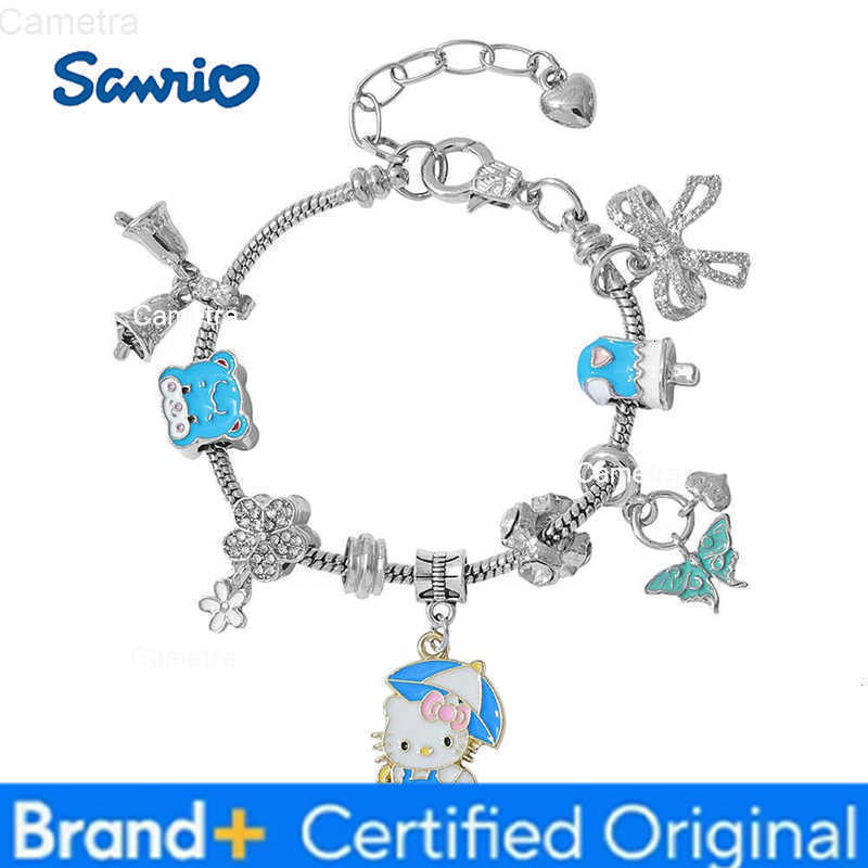 Sanrio Hello Kitty Cartoon Figure Creative Bracelet Exquisite Fashion Bow DIY Pendant Bangle for Girls Birthday Gift H251229