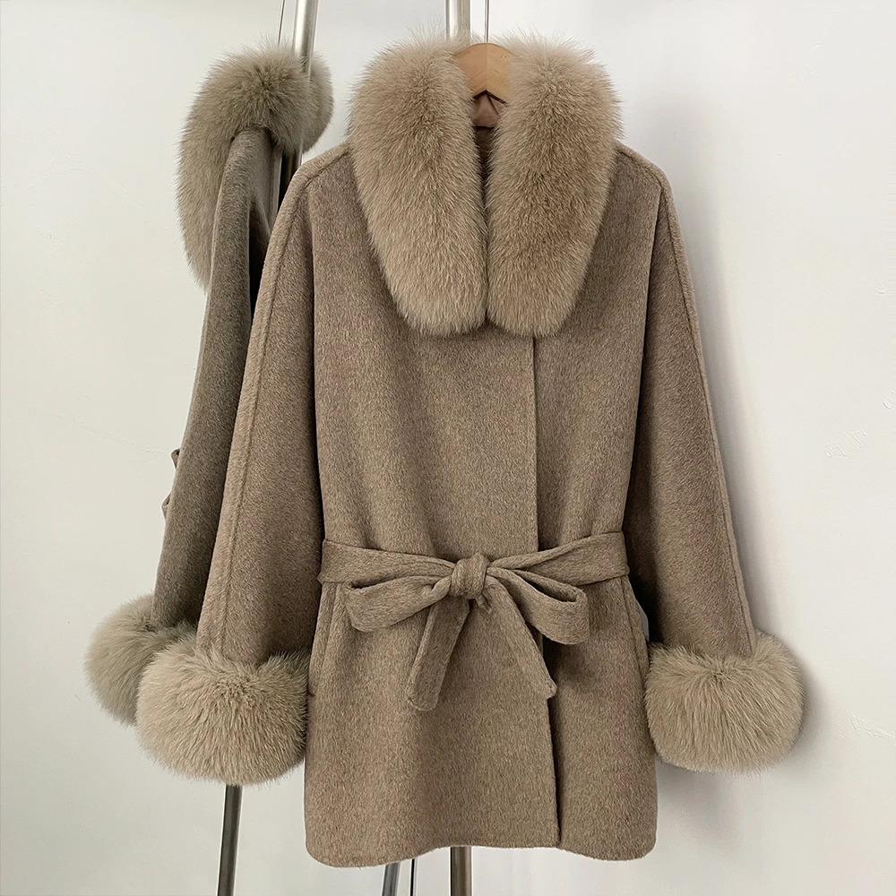 Wool Coat Winter Women Fashion Woman 2025 Woolen Jacket with Fur Natural Womens Female Clothing in Jackets 251216