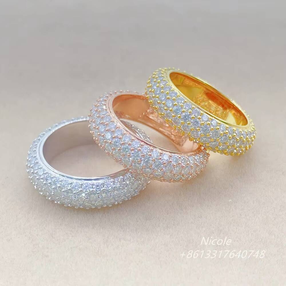 14k 18k Gold Plated 4 Rows Moissanite Engagement Ring Diamond Wedding Band Vvs Moissanite Men Ring