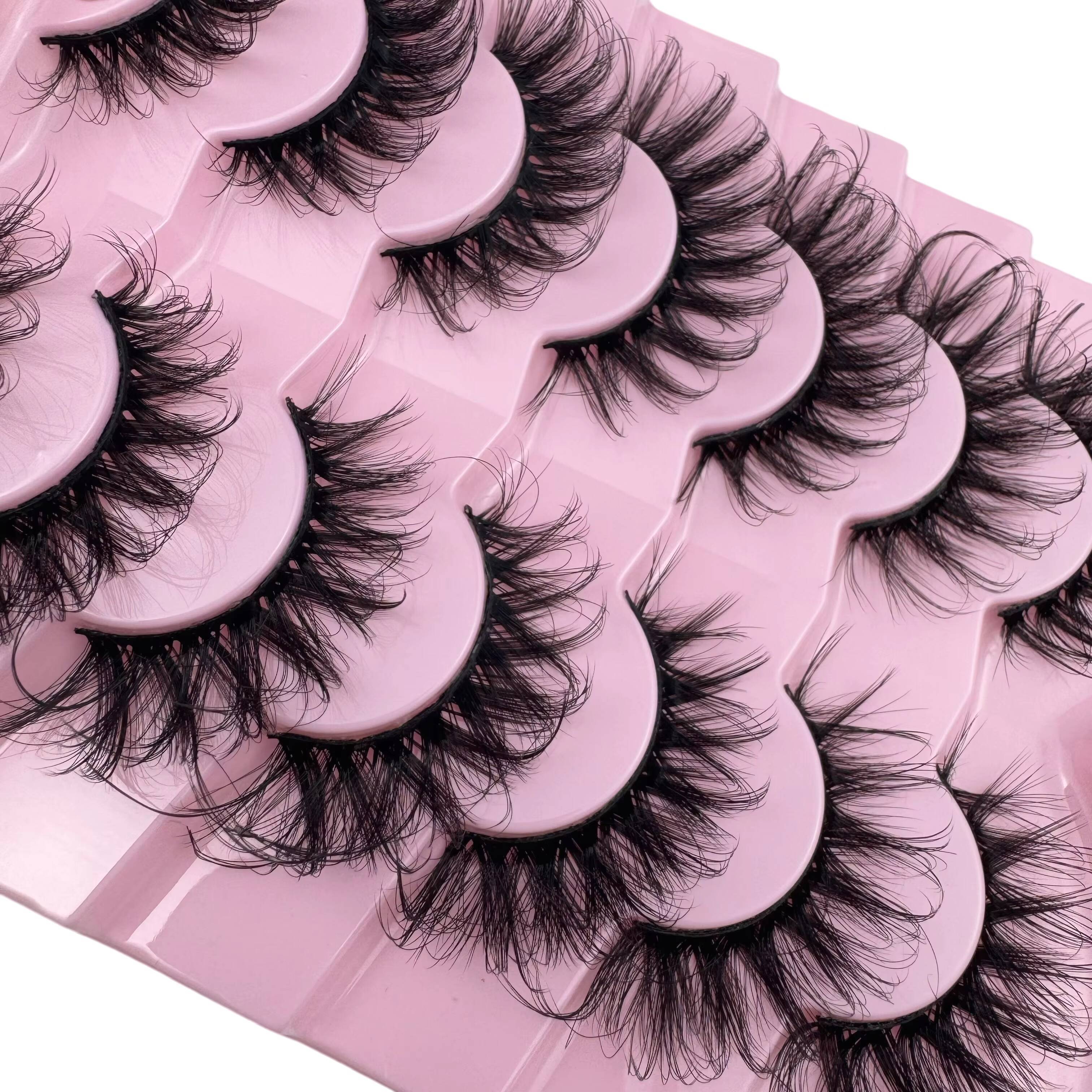 Wholesale 7 Pairs False Eyelash Handmade Cat Eye Style Faux Mink Eyelash Thick Beauty Full Strip Eyelashes