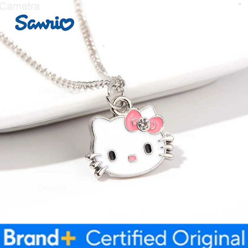 Sanrio Cartoon Hello Kitty Pendant Necklaces Fashion Bow Cute Metal Cat Necklace Jewelry Accessories Birthday Pendant Gifts For Women H251229