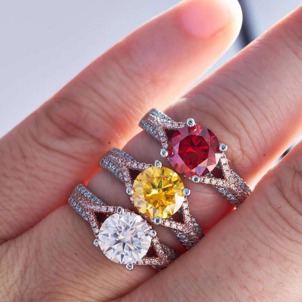 Luxury 2ct 8mm Solitaire Moissanite Ring 925 Sterling Silver Engagement Wedding Rings for Women Jewelry with Certificate 704