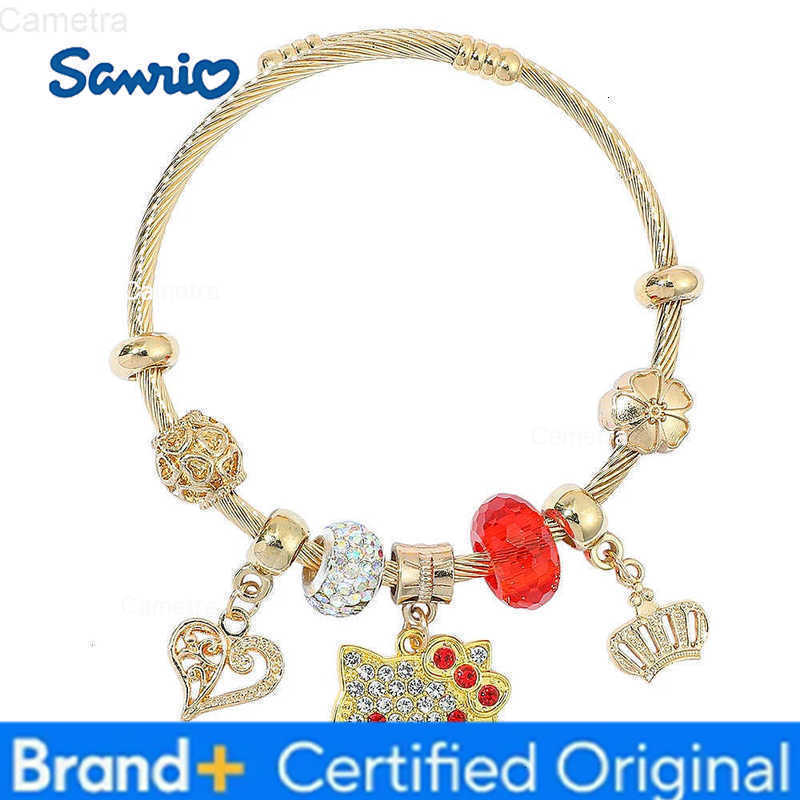 Sanrio Hello Kitty Rhinestone Bracelet Creative Cartoon KT Cat Head Portrait Pendant Bangle - Friend Jewelry Unique Gift H251229