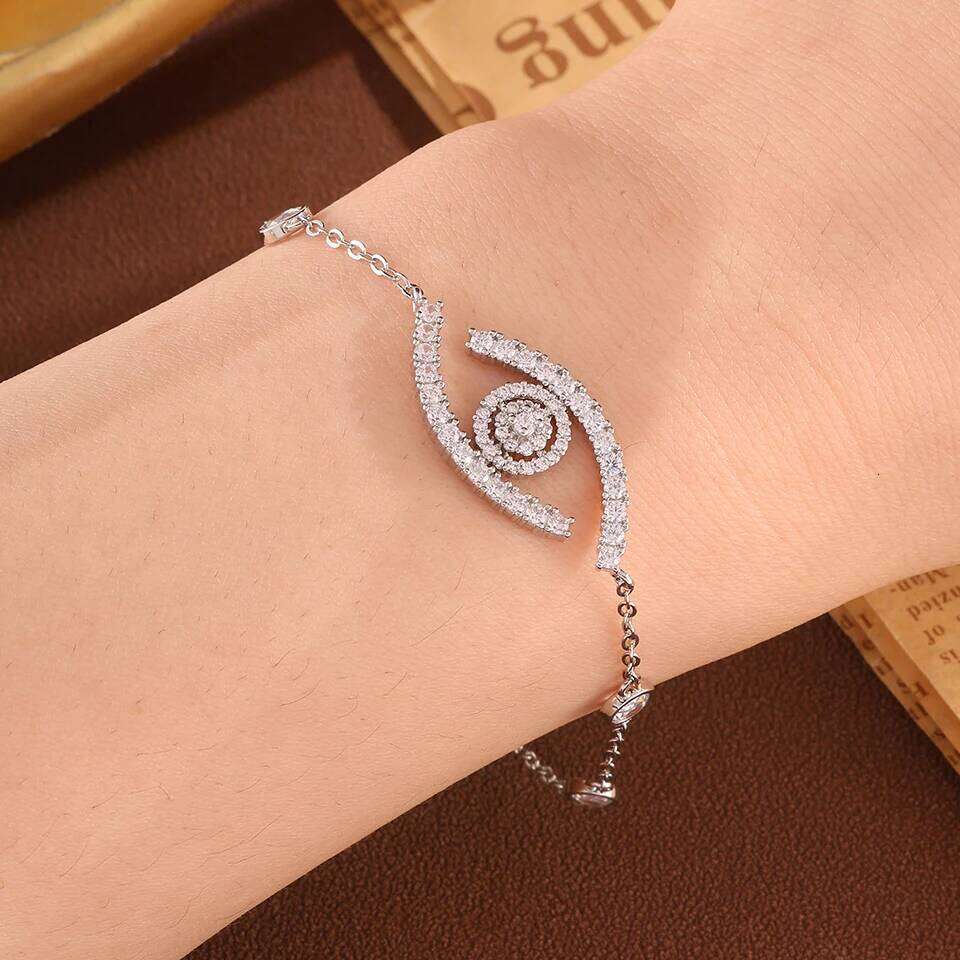 ZAKOL Exquisite Brilliant Cubic Zirconia Evil Eye Adjustable Bracelet for Women Korean Fashion Women's Birthday Jewelry Gift