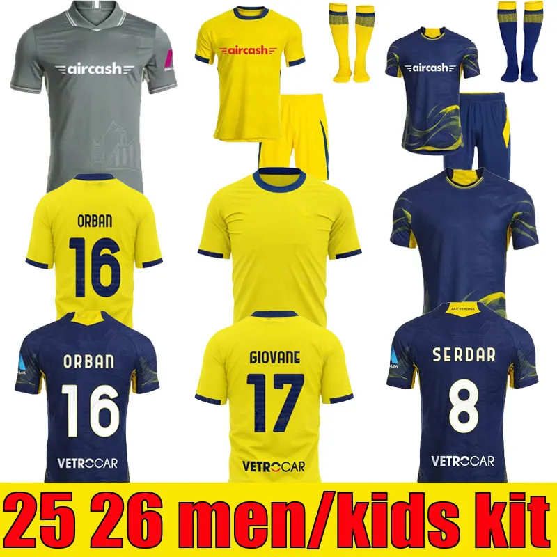 25 26 Hellas Verona FC Soccer Jerseys ORBAN SERDAR BRADARIC 2025 Football Shirt SARR D.MOSQUERA AJAYI football kits AL MUSRATI BERNEDE YELLU Men Uniforms full Kit Sets