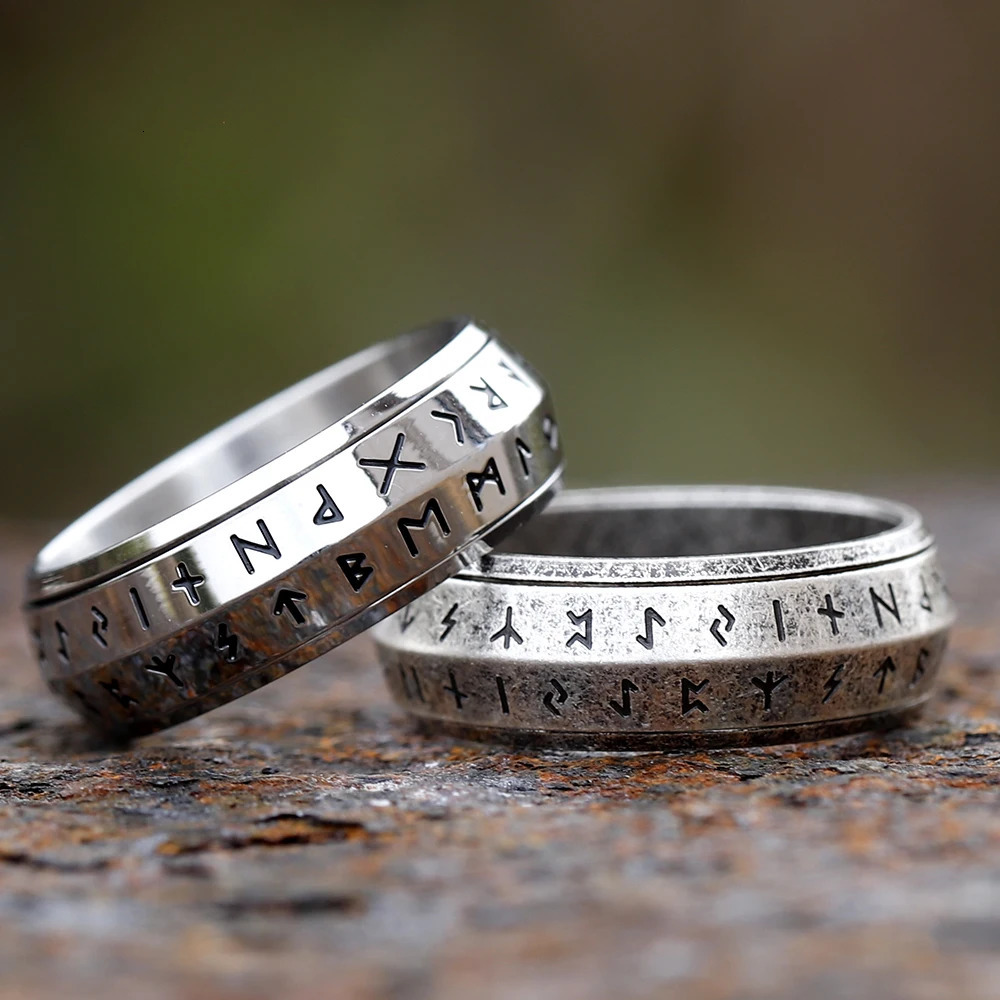 Rotatable Mens 316L stainless steel rings retro Odin Viking rune for teen RING Amulet fashion Jewelry Gift 251224