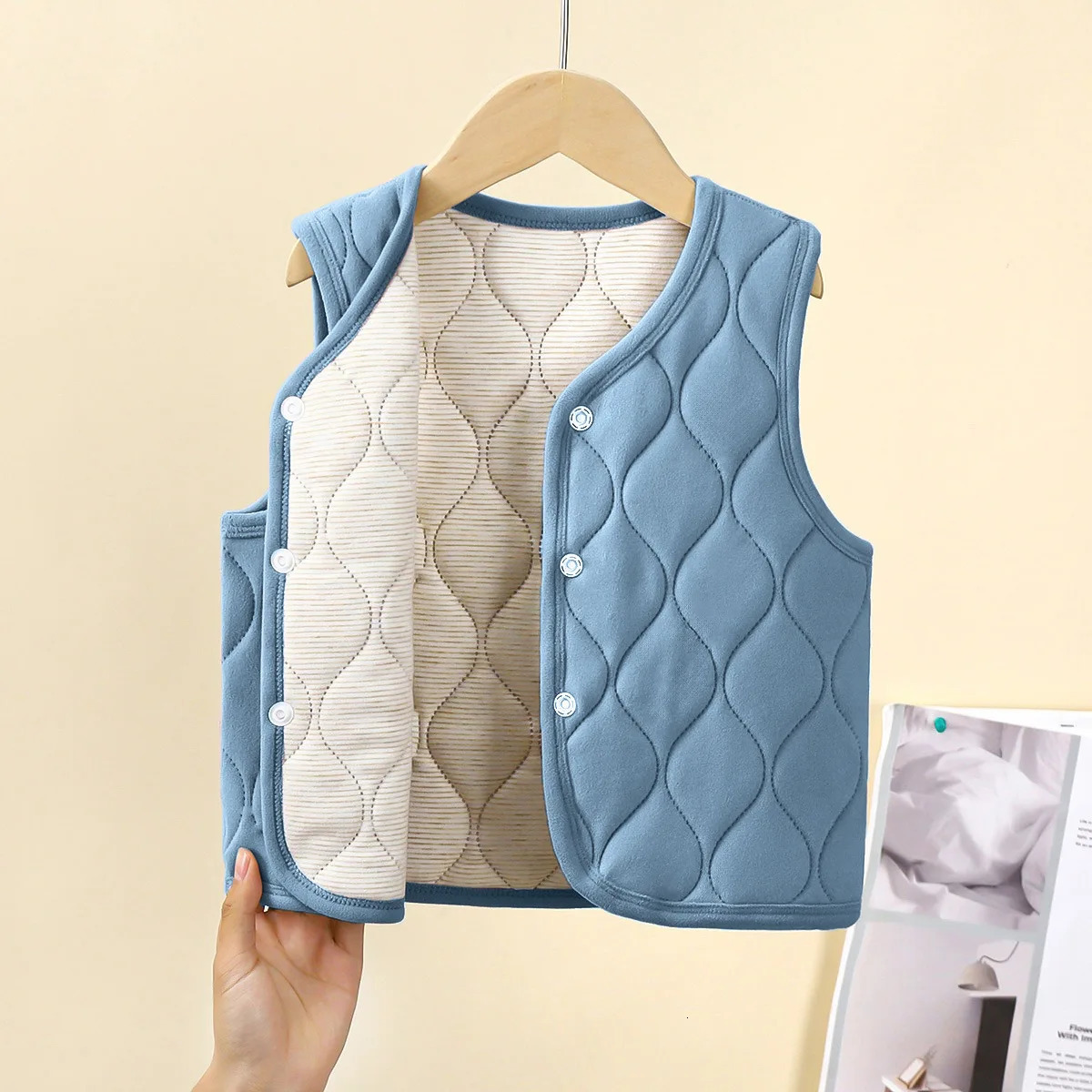 Autumn Winter Uniform Warm Boys Girls Thickened Medium Large Children Inner Baby Wear Single Top Stylish Vest 251215