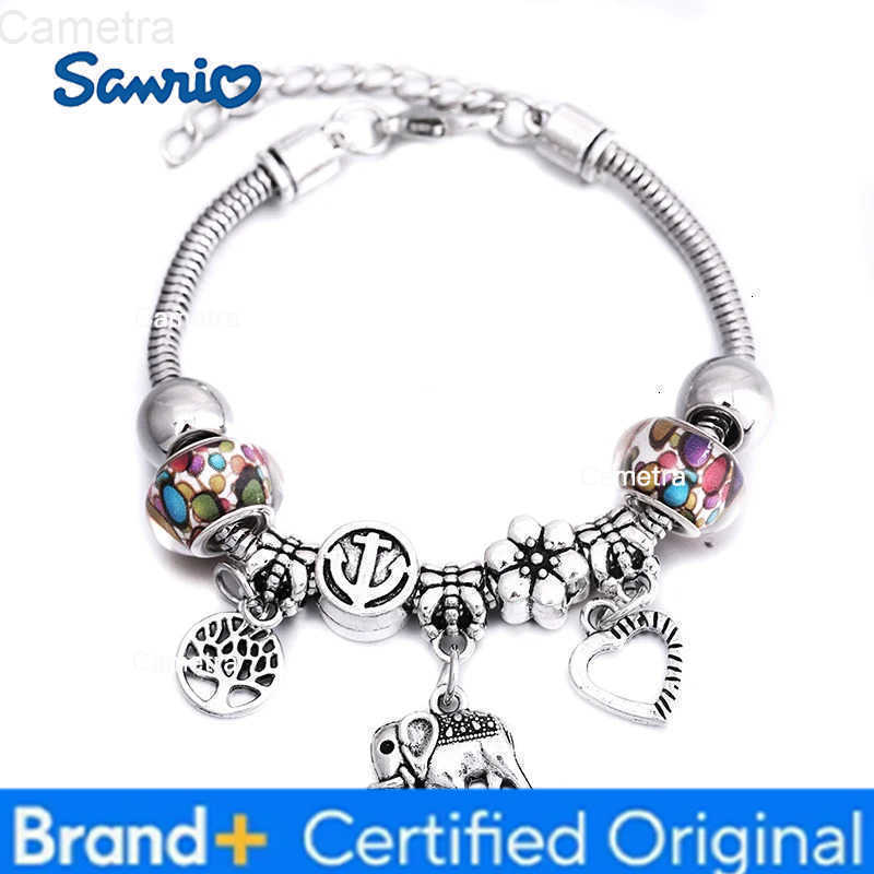 Sanrio Fashion Glamour Bangle Jewelry 6 Colors Metal Lobster Buckle Snake Chain Beaded Bangles For Women Summer Bracelet Romantic Gift H251229