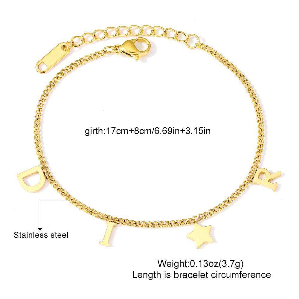 ZAKOL Fashion Letter Star Pendant for Woman Simple Stainless Steel Chain Bracelet Luxury Jewelry Accessories Gifts