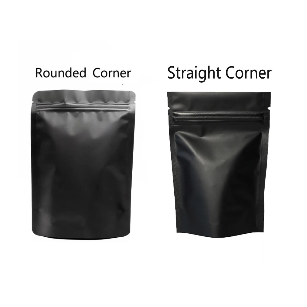 High Quality 100pcs Heat Seal Zip Lock Package Bags Aluminum Foil Mylar Tear Notch Matte Black Stand Up Bag Wholesale 251216