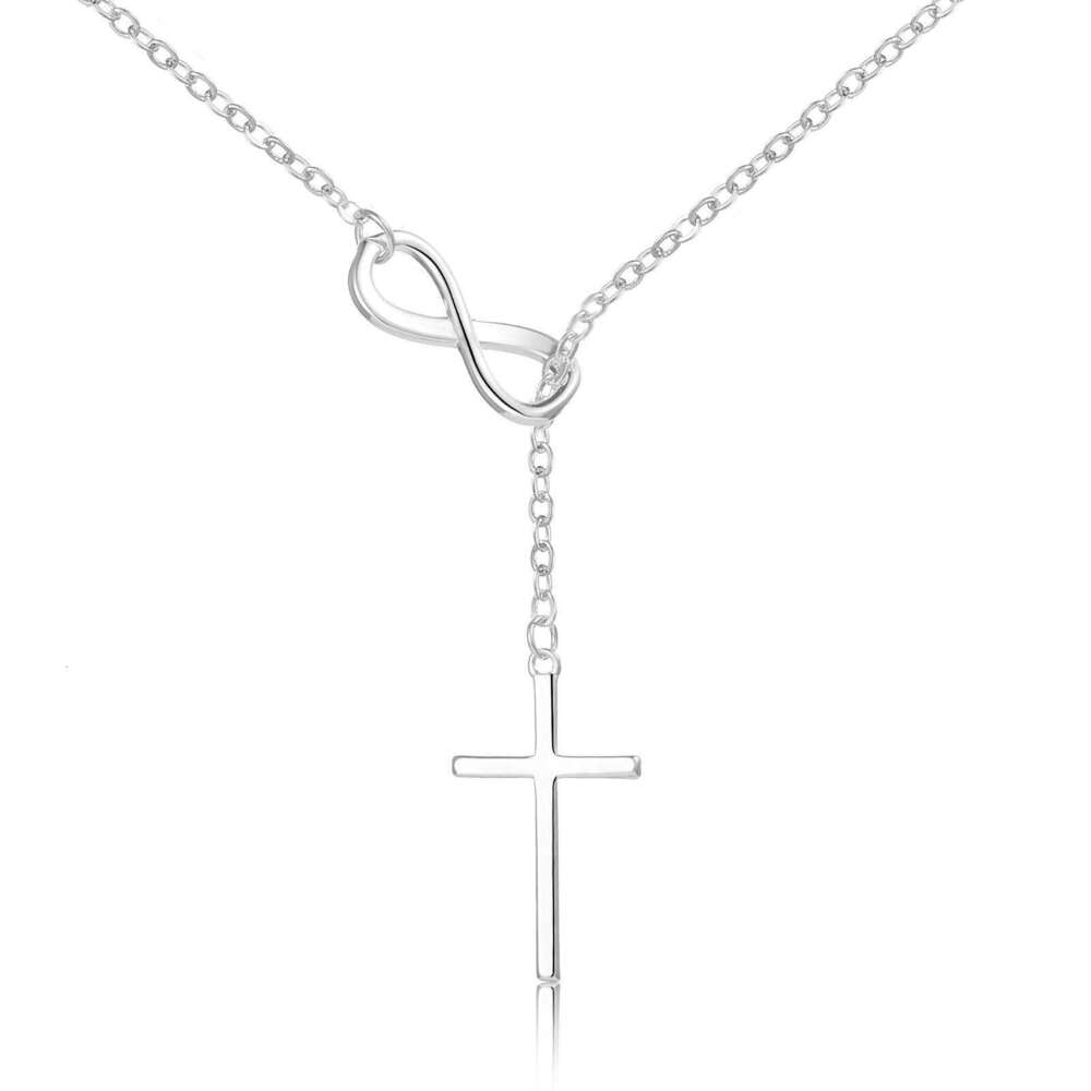 Cross-Border Jewelry Simple Fashion Round Bead Necklace Geometric Triangle Bar Long Pendant Three-Layer Chain