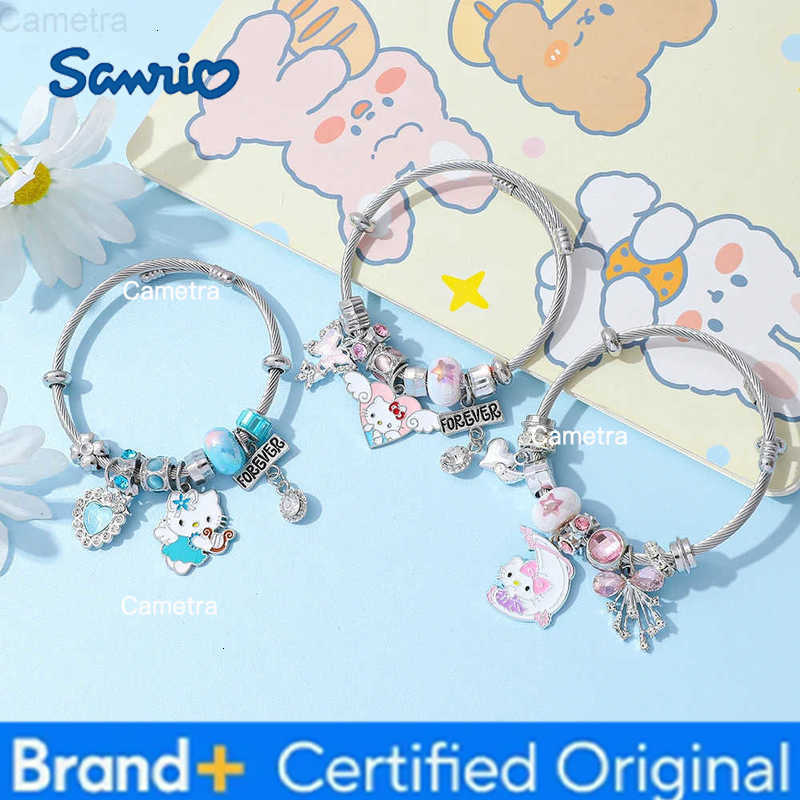 Sanrio Cartoon Hello Kitty Bracelet Charm Cute Moon Heart KT Cat Pendant Bangle for Girl Festival Jewelry Accessories Gifts H251229