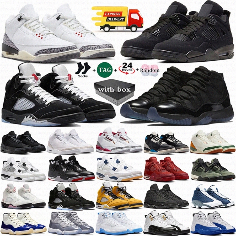With box top 3 4 5 11 12 13 Basketball Shoes jump Gamma Blue Black Cat 2025 Taxi Black Metallic Reimagined Pearl Pink Legend Mens Women Sport trainers Mans US 5.5-13