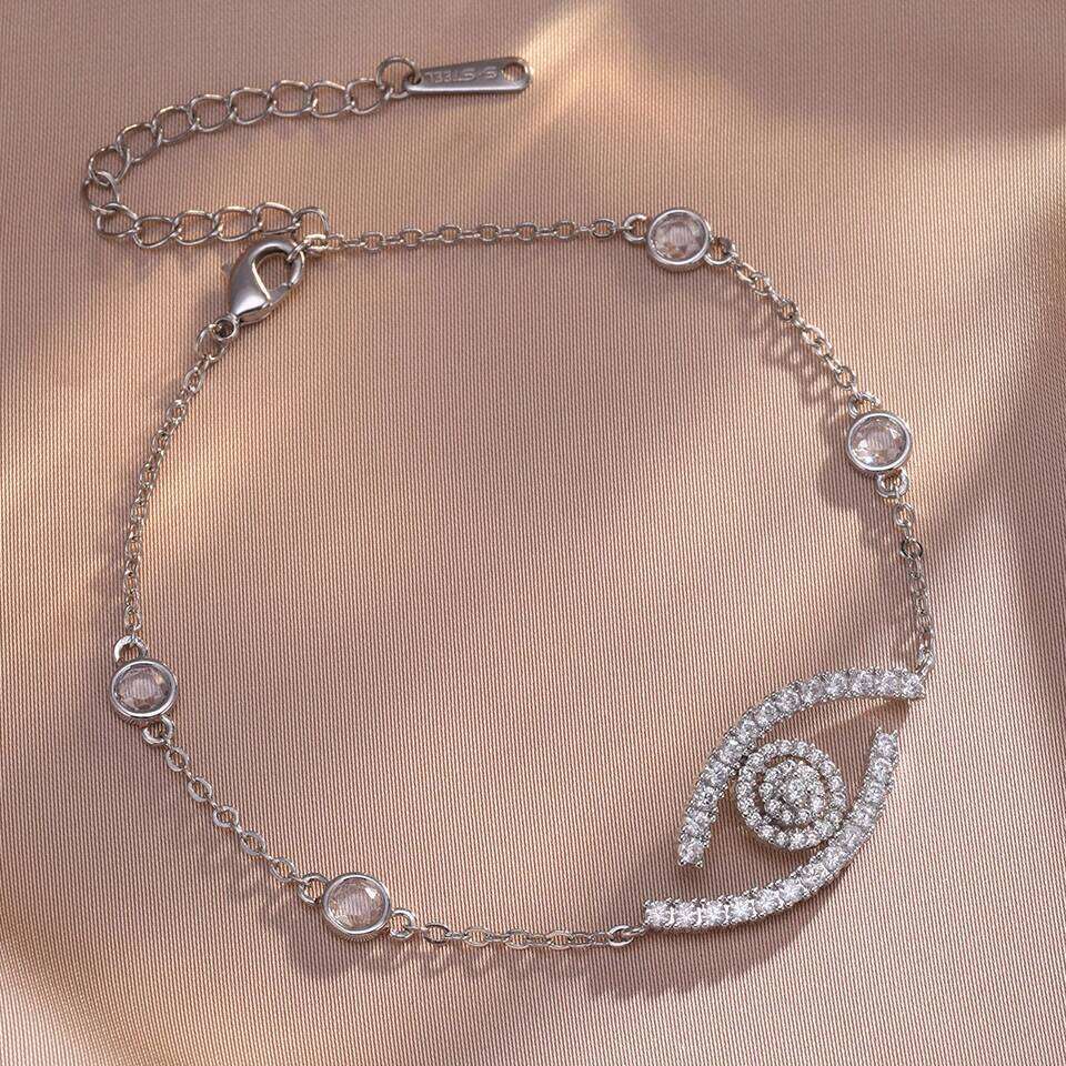 ZAKOL Exquisite Brilliant Cubic Zirconia Evil Eye Adjustable Bracelet for Women Korean Fashion Women's Birthday Jewelry Gift