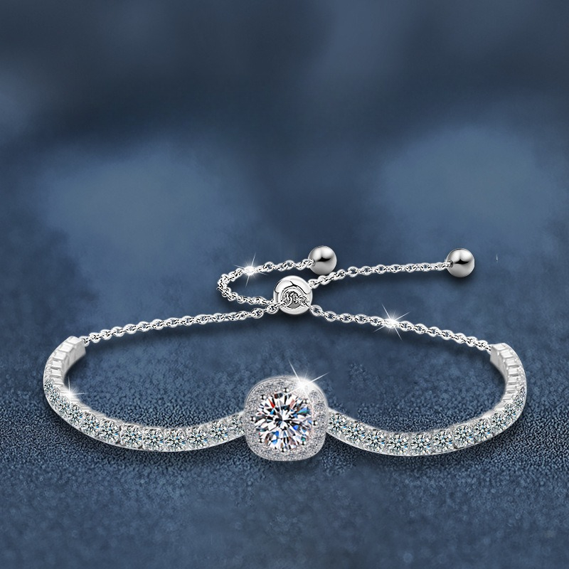 Fashionable New Bracelet Temperament For Women Light Luxury Niche Starry Sky Square Bag Moissanite Bracelet Exquisite Gift Accessories