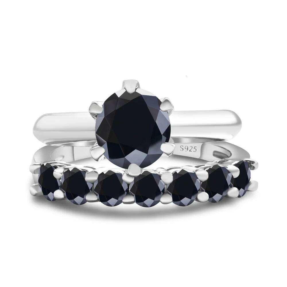 Total 1.7 Ct moissantie ring set Silver 925 Brilliant Cut Diamond Test Past D Color Moissanites Rings Original Jewelry c2e