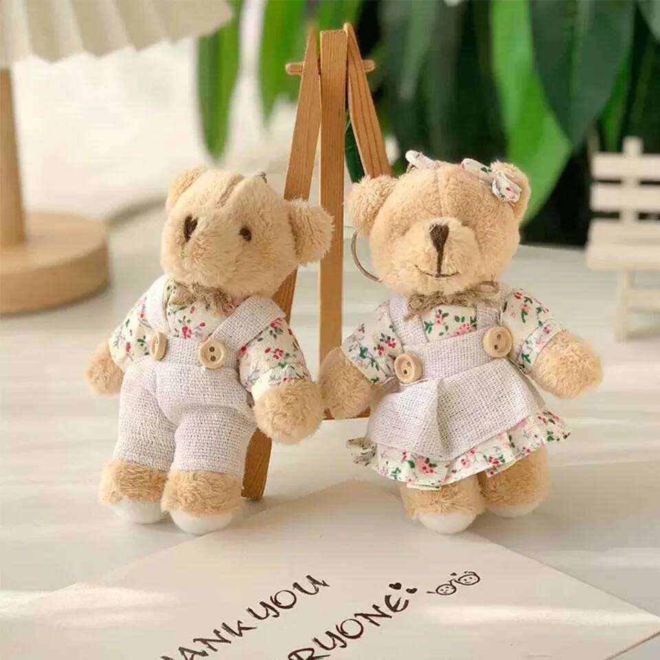ZAKOL Cute Wear Clothes Bear Plush Toy Cartoon Rabbit Pendant Doll Keychain Backpack Car Bag Decoration Key Ring Girls Gift