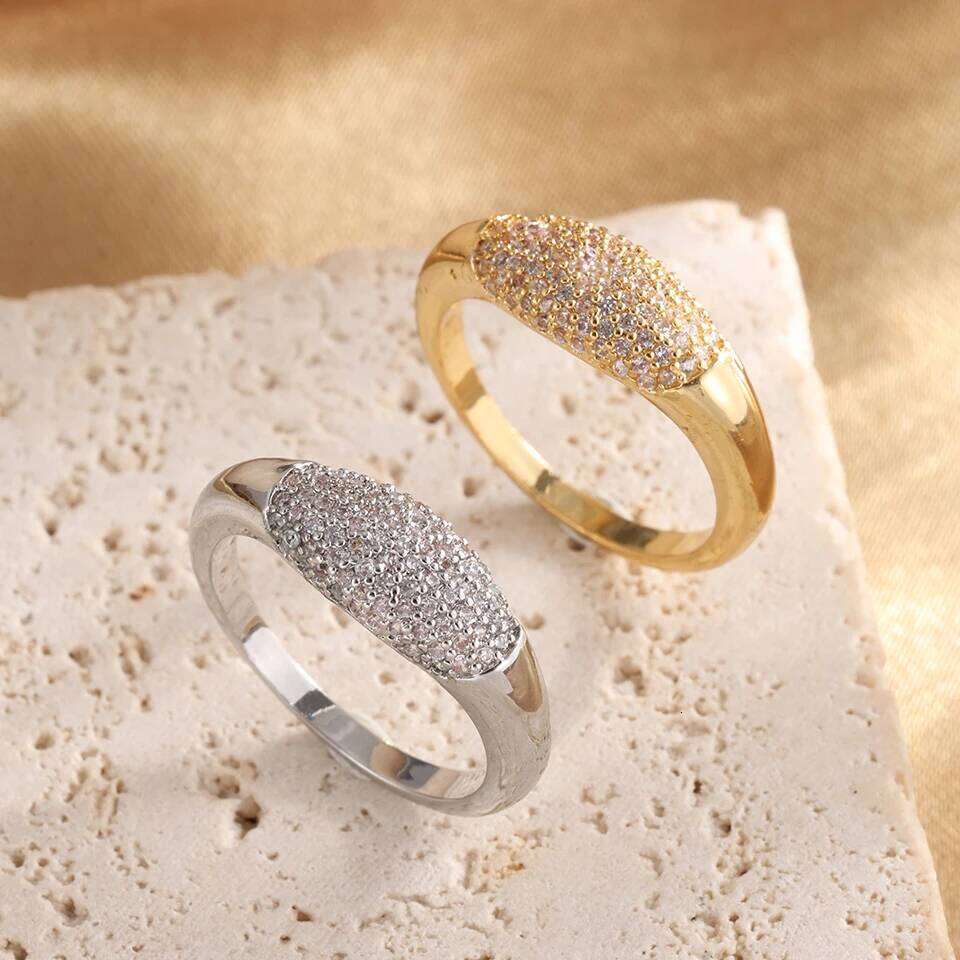 ZAKOL New Trendy Shiny Micro Pave Zircon Finger White Crystal CZ Minimalist Aesthetic Ring for Women Wholesale