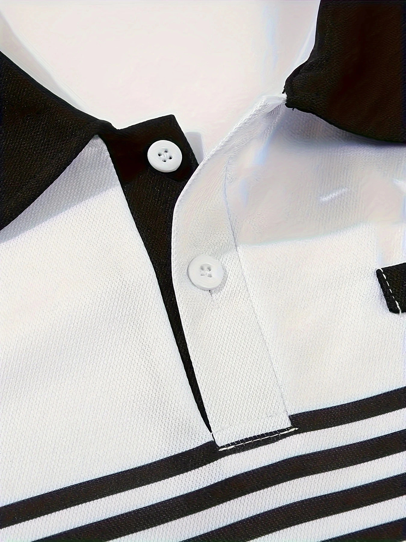 2024 short sleeved summer item mens casual polo shirt Vneck button striped color blocked versatile Tshirt top 251219