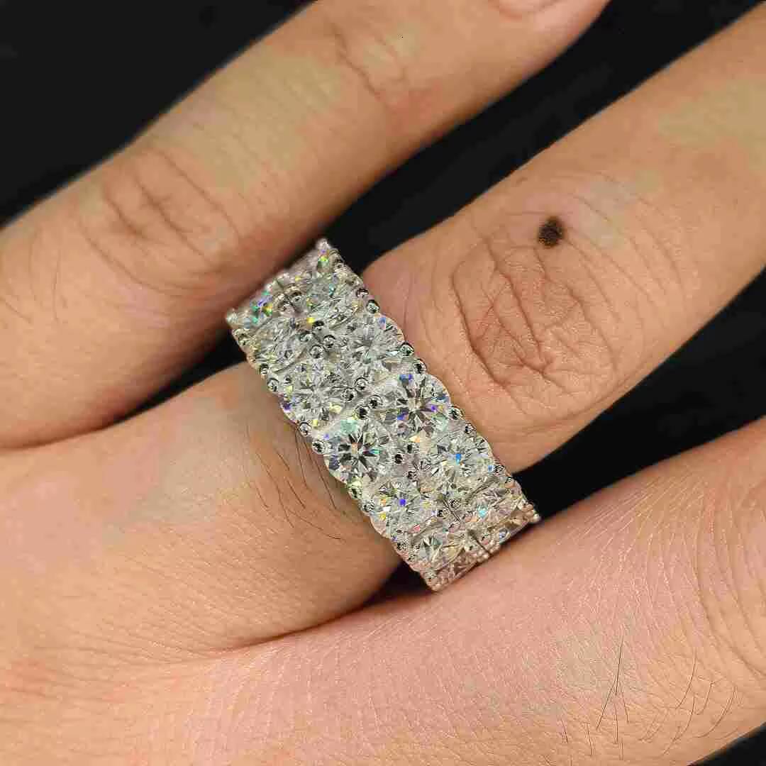 Telula Moissanite Rings Gra Certified Iced Out Moissanite Men Ring S925 Sterling Silver Gold Plated Hiphop Moissanite Ring