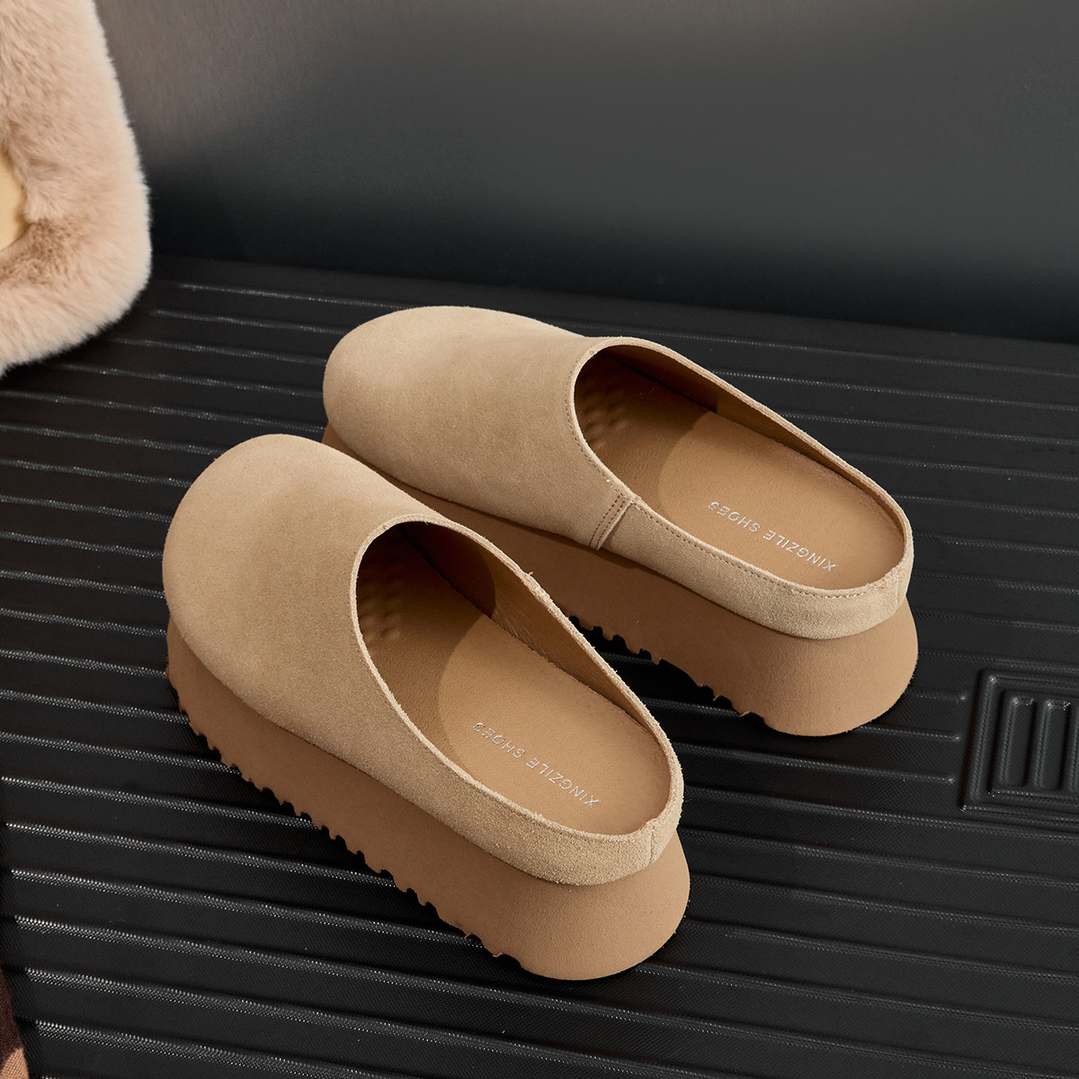 Ladies Thick Bottom Baotou Slippers 2026s Spring Summer New Design Versatile Height Increasing Slippers Size 34-39 Free Shipping Hot Sale Light khaki 