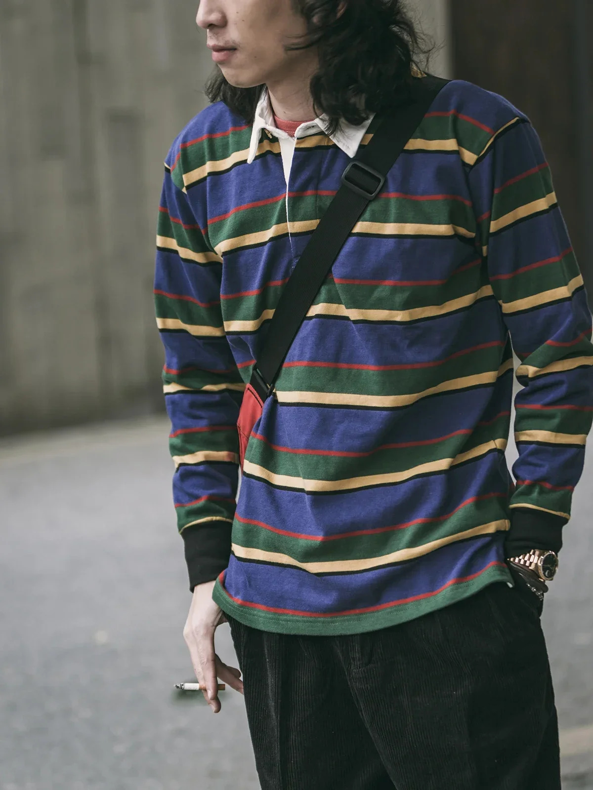 Non Stock Ivy League Fashion Striped Polo Shirt Retro Preppy Style Mens LongSleeve Tee 251219