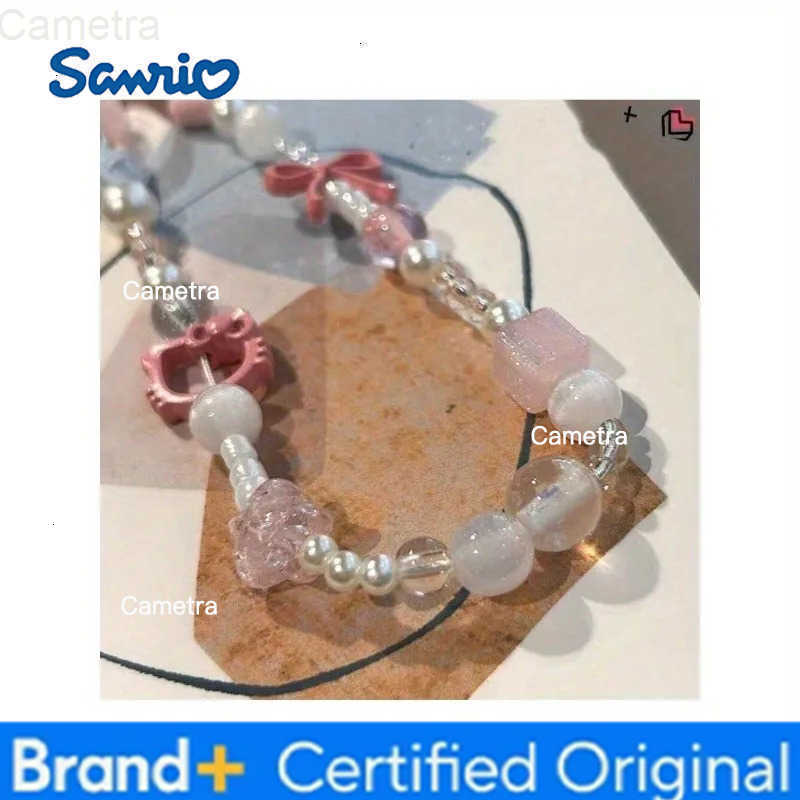 Sanrio Cute Hello Kitty Cat Pink Phone Chain Beaded Chain Keychain Jewelry Camera Hanging Rope Cartoon Kitty Phone Strap Gift H251229