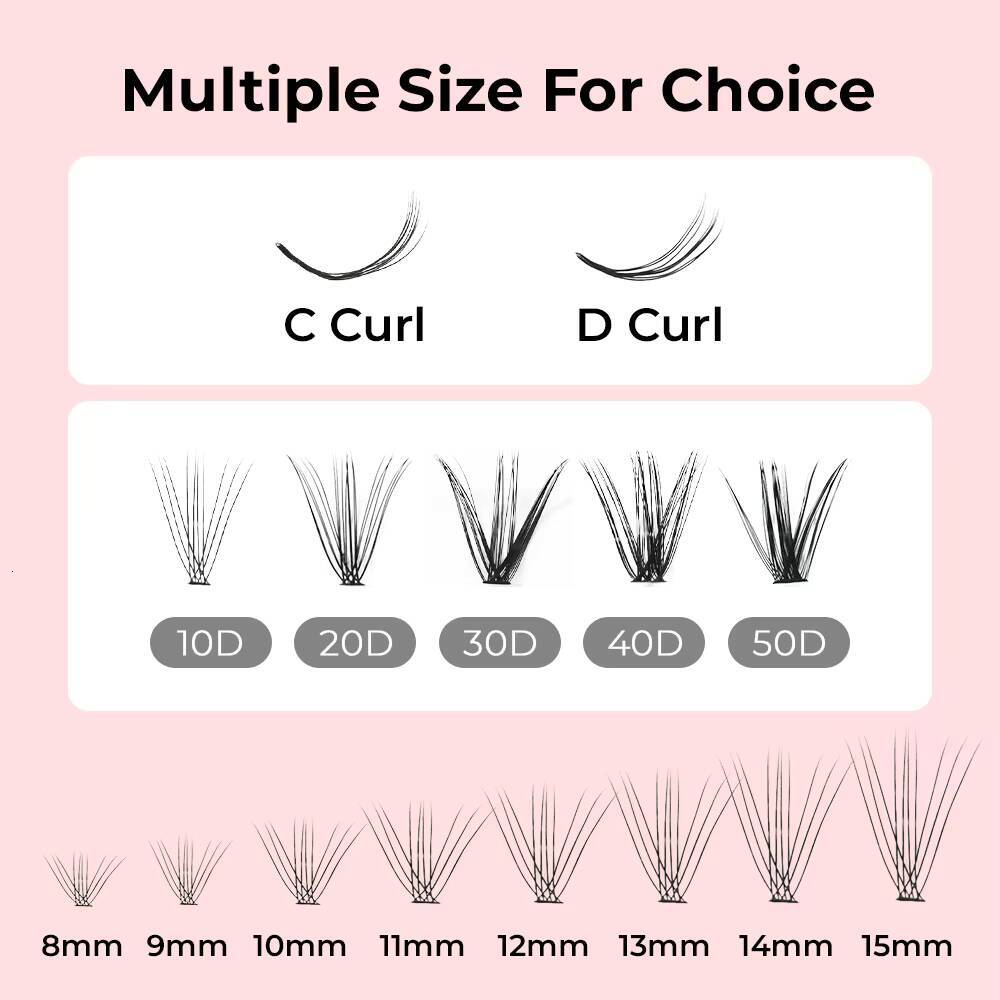 10D 20D 30D 40D 50D Heat Bonded Pestaas DIY Lashes 007 010MM Premade Fans Individual Cluster Eyelash Segment Eyelash Extension