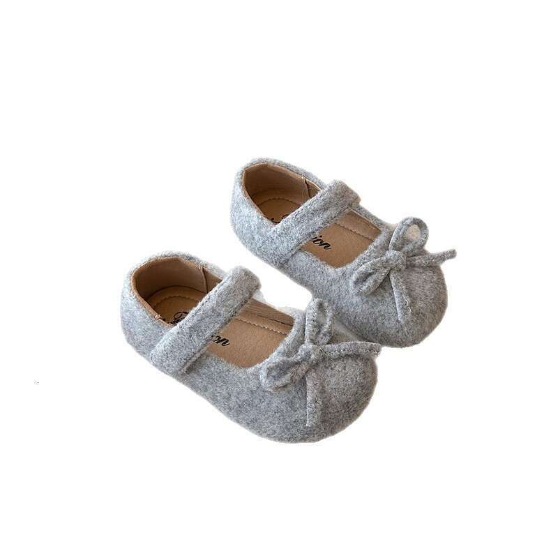 INS French Style Small Leather 2025 Spring and Autumn New Korean Version Girls' Felt Bow Princess Soft Sole Single Shoes