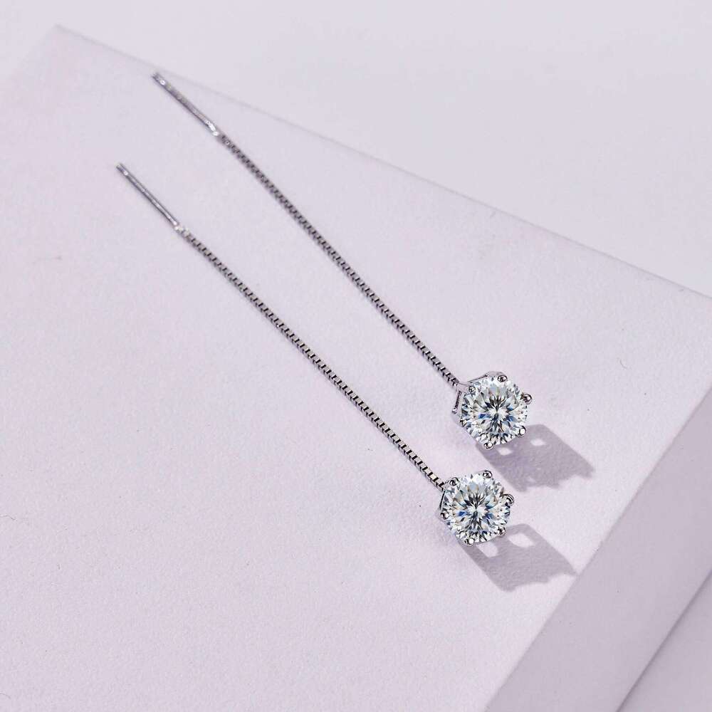5-6.5mm moissanite women drop earrings for charm lady Solitaire Genuine 925 Sterling Silver female dating party earring gift 0b7