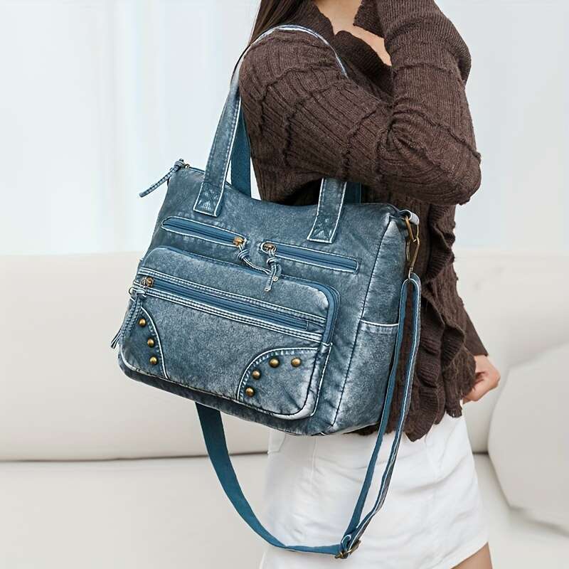 JINXIANGGUO Women S Handbag With Detachable Shoulder Strap Made Of Soft Fabric