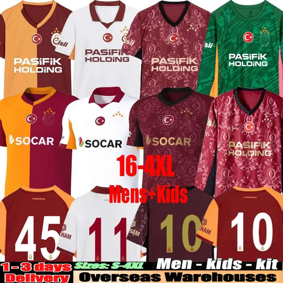 Galatasaray 25 26 Retro Soccer Jersey ICARDI ZANIOLI BAKAMBU MERTENS ZAHA AKGUN AKTURKOGLU 100th Anniversary 2025 2026 Jerseys Men Kids Kit Football Shirt