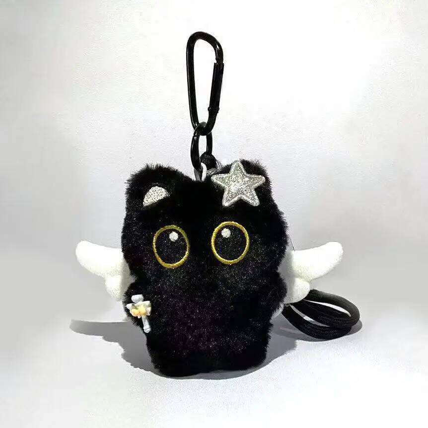 ZAKOL Cute Black Cat Plush Toy Doll Keychain Bag Pendant Charms Car Keyring Accessories For Women Couples Kawaii Gift
