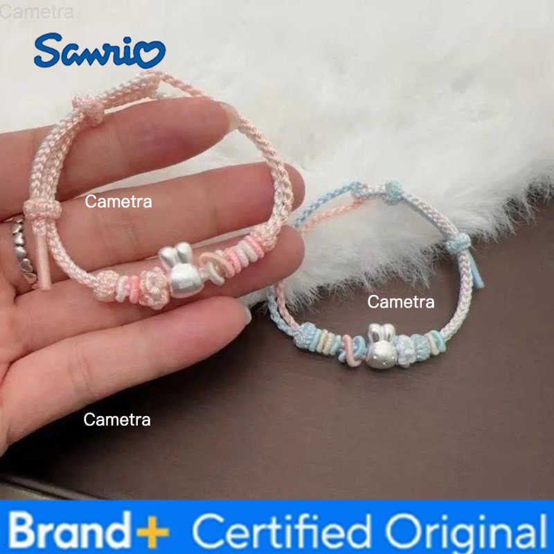 Sanrio Kawaii Miffy Rabbit Bracelet Pure Silver Cute Rabbit Hand-woven Rope Pure Silver Bracelet A Gift for Best Friends and Couples H251229